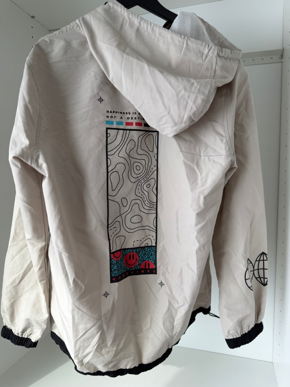 Brooklyn Cloth Beige Hooded Jacket with Black Trim - Picture 2 of 6